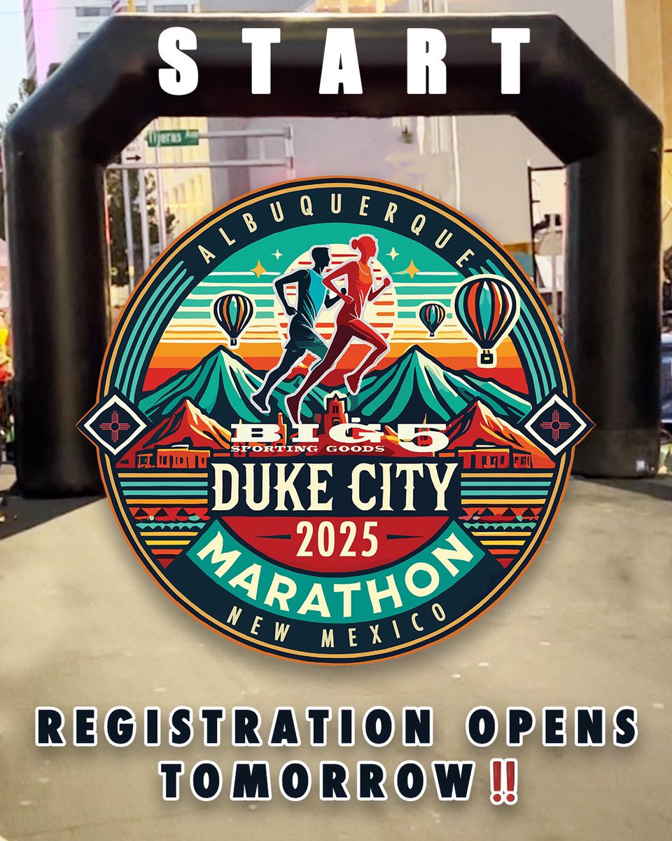 Get ready! 🏃‍♀️🏃‍♂️

Registration for the 2025 Big 5 Sporting Goods Duke City Marathon starts tomorrow‼️