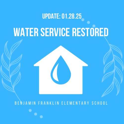 UPDATE:
Water service has been restored at Benjamin Franklin Elementary School. All Bethel Park schools will have a regular in-person school day on Wednesday, January 29, 2025.