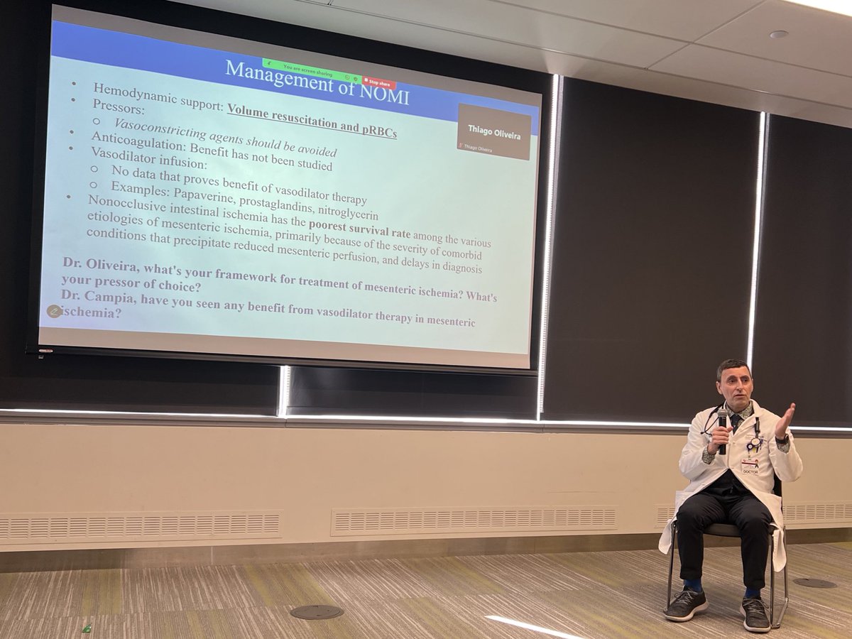 Brigham and Women's Medicine Residents (@brighammedres) on Twitter photo Awesome M&M conference today on non-occlusive vs occlusive mesenteric #ischemia presented by <a href="/TanveeVarma/">Tanvee Varma, MD</a> with expert discussants Dr. Brian Bustos, <a href="/TOliveiraMD/">Thiago Oliveira MD, MPH</a>, and <a href="/u_campia/">Umberto Campia</a>. Humbling and important learning points to remember! Awesome M&M conference today on non-occlusive vs occlusive mesenteric #ischemia presented by <a href="/TanveeVarma/">Tanvee Varma, MD</a> with expert discussants Dr. Brian Bustos, <a href="/TOliveiraMD/">Thiago Oliveira MD, MPH</a>, and <a href="/u_campia/">Umberto Campia</a>. Humbling and important learning points to remember!