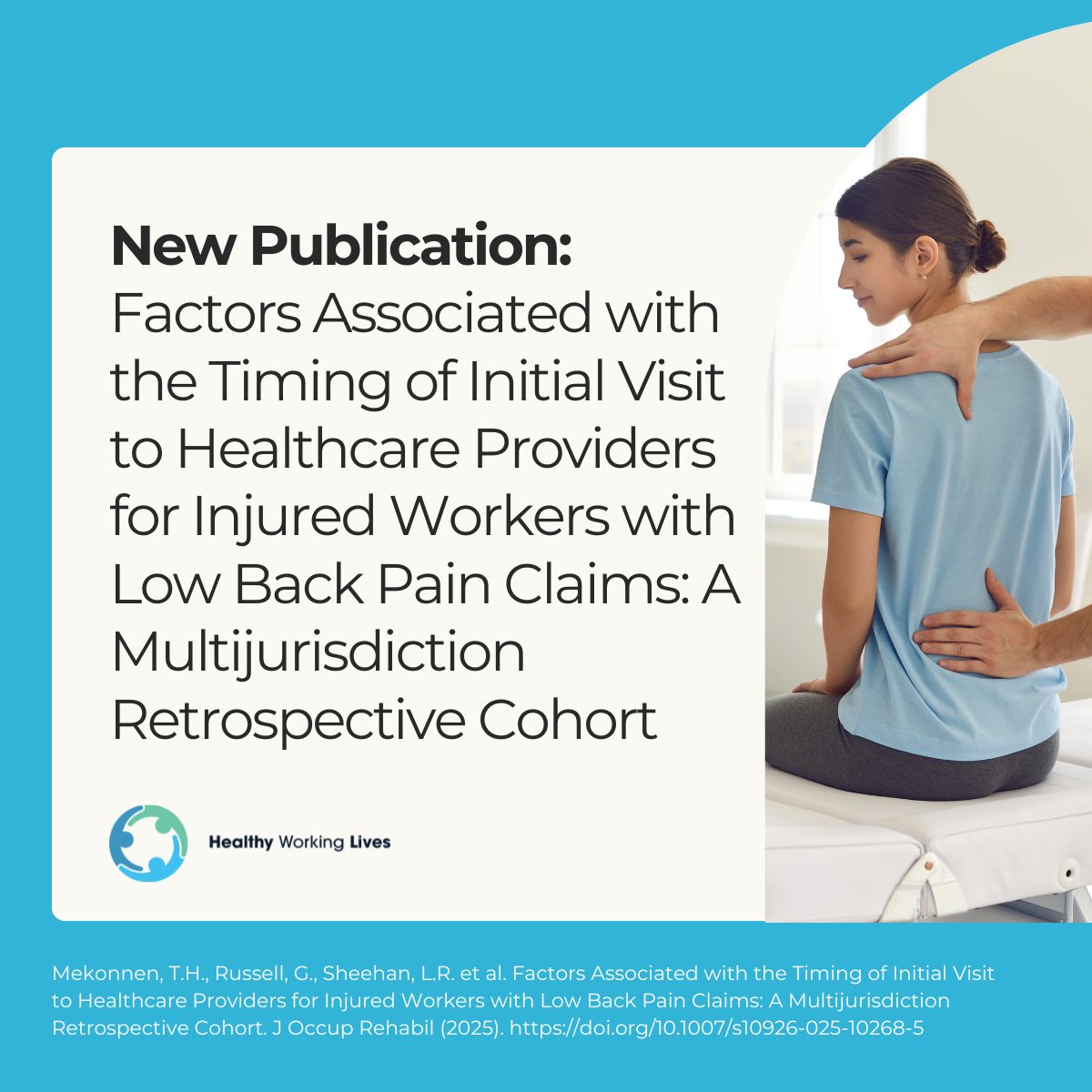 NEW: Timing of initial healthcare visits for workers’ compensation claims involving LBP. While most workers accessed care promptly after the onset of LBP, individual, occupational, and contextual factors significantly influenced delays for some. bit.ly/4aTlec9