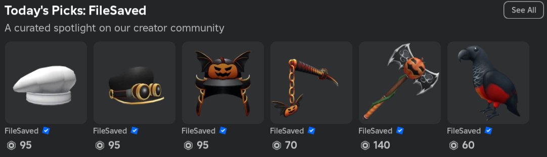 FileSaved's tweet image. Hey, thanks for featuring me! :D @Roblox