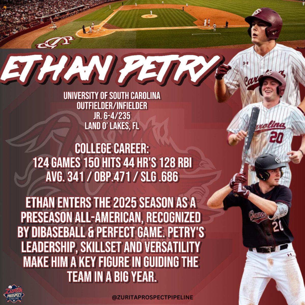 Our first college, player review is …

⭐️University of South Carolina OF/INF <a href="/ethanpetry23/">Ethan Petry</a> 
He’s going to do some damage for years to come 🔥
-
#collegebaseball #ncaa #d1 #baseball #gamecocks #SouthCarolina #baseballseason