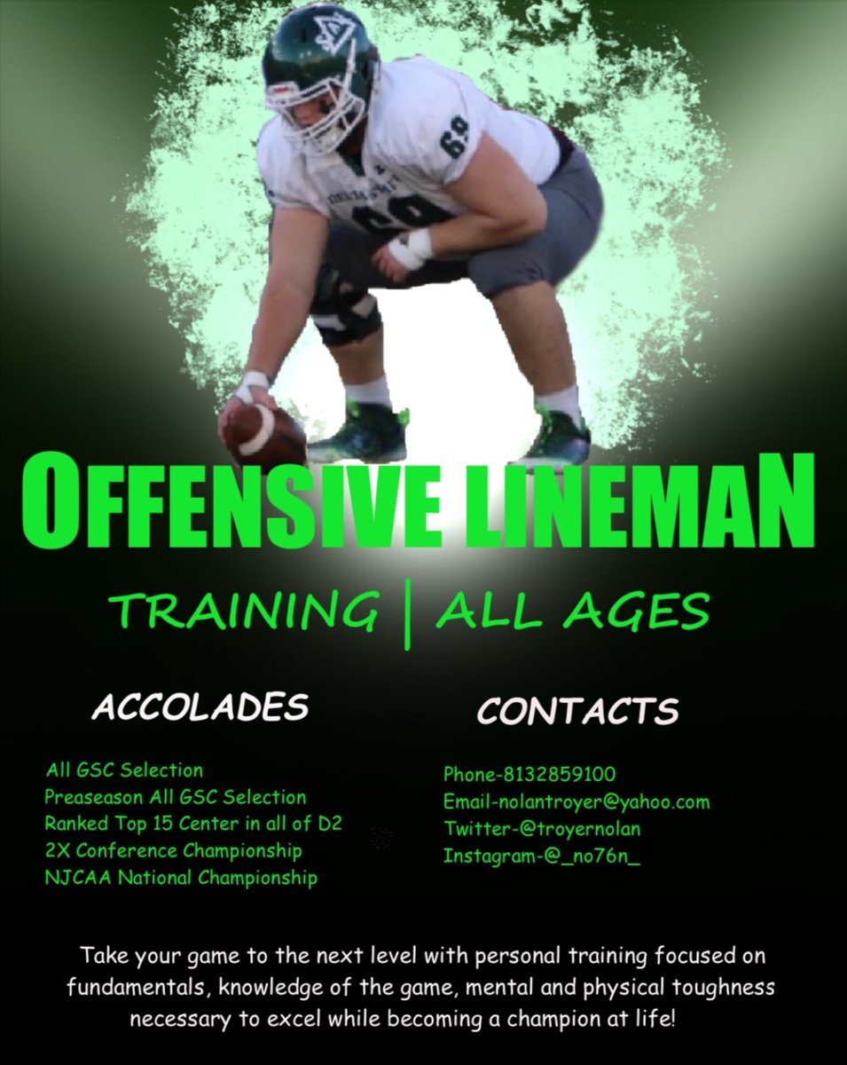 Currently working in the Mississippi Delta, DM for details. Training the mental and physical aspect of the game, also giving a deep dive of how to get recruited! Off-season is where we separate from the pack! Let’s get to work and be GREAT!! 💯💯 #TRENCHES