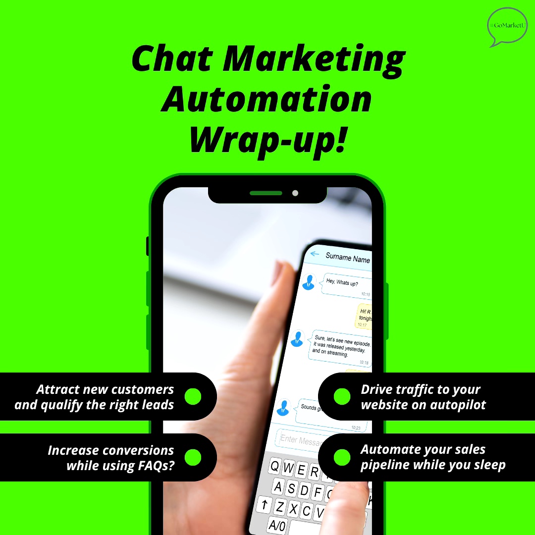 👏 That’s a wrap on our chat automation series from last week. We’ve covered why chat automation is a must-have tool in today’s digital world. 

Follow our Insta for SEO tips this week.
.
#chatbots
#salesstrategy
#chatmarketing
#chatautomation
#gomarketumarketingagency