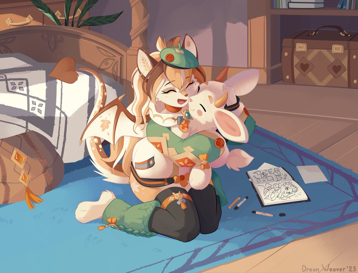 Very cozy and happy new art for <a href="/Hikari_Kurisu/">Hikari Kurisu</a> 
Mia and her plusie)