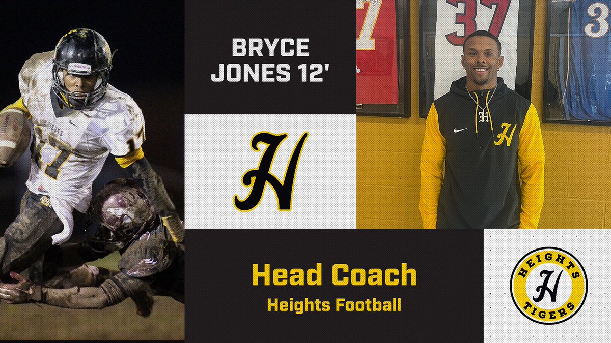 GoHeightsTigers's tweet image. We are extremely excited to announce Bryce Jones 12' as the Head Football Coach at Heights High! We look forward to watching Bryce build on the tradition of Heights Football. Welcome back to the corner of Cedar &amp;amp; Lee! 
shorturl.at/cX5Ly