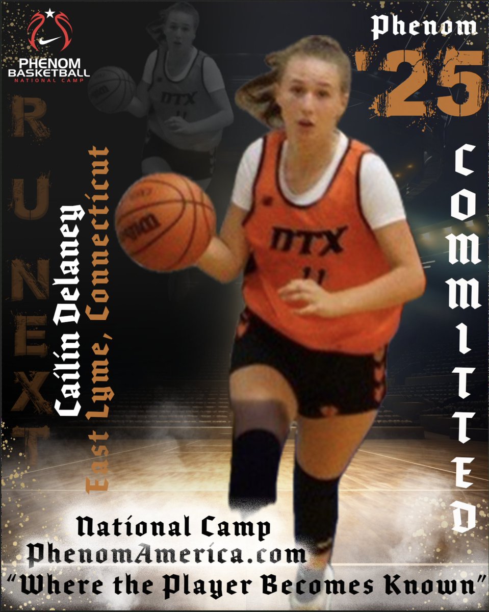 Phenom_Girls's tweet photo. Phenom Basketball is Excited to announce that Cailin Delaney from East Lyme, Connecticut will be attending the 2025 Phenom National Camp in Orange County, Ca on August 7-10!  #Phenomnationalcamp #Jrphenom #Phenom150 #Gatoradepartner #wheretheplayerbecomesknown https://t.co/TxYLGiFb0k