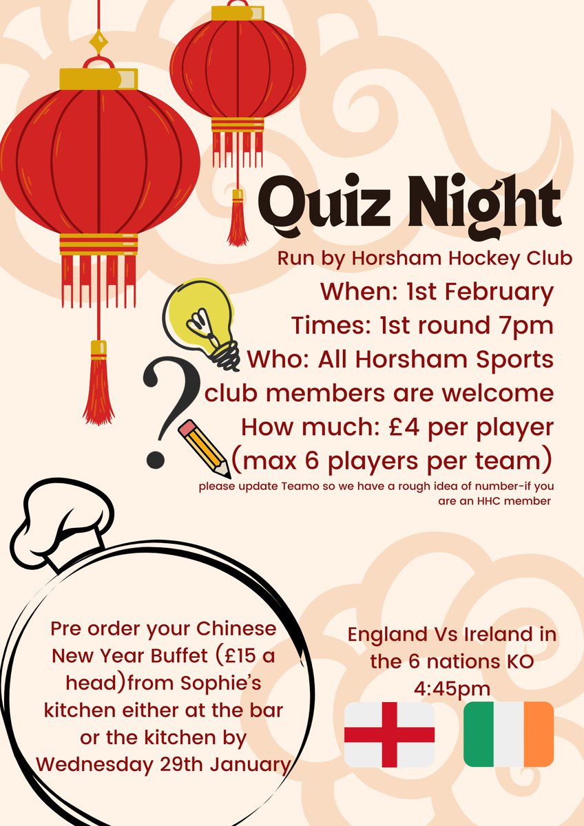 Horsham Hockey Club (@horshamhc) on Twitter photo Plenty of fixtures to get down and watch this weekend.....
Then don't forget the rugby is being shown at the club (4:45 KO) which Chinese food and our annual quiz night and a cake stall.
Please do come down with your friends and families and support the club Plenty of fixtures to get down and watch this weekend.....
Then don't forget the rugby is being shown at the club (4:45 KO) which Chinese food and our annual quiz night and a cake stall.
Please do come down with your friends and families and support the club
