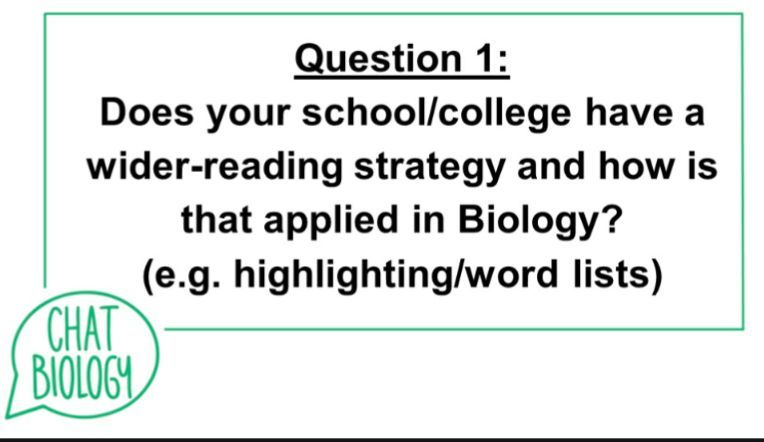 chatbiology's tweet photo. Welcome to tonight's #ChatBiology all about reading and writing in biology 📖✍🏻

First up - how do you incorporate reading strategies in biology lessons? 

Comment below and share! 

#Edutwitter https://t.co/umhUIv0YlR