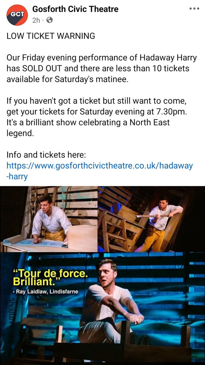 Jamie Brown (@jamiebrownne) on Twitter photo Selling fast at <a href="/GoCivTheatre/">Gosforth Civic Theatre</a> - grab the last tickets while you can if you're hoping to get to these ones from gosforthcivictheatre.co.uk/hadaway-harry
Or tickets for all venues available from hadawayharry.com
#NEtheatre #HarryClasper #Rowing #HadawayHarry Selling fast at <a href="/GoCivTheatre/">Gosforth Civic Theatre</a> - grab the last tickets while you can if you're hoping to get to these ones from gosforthcivictheatre.co.uk/hadaway-harry
Or tickets for all venues available from hadawayharry.com
#NEtheatre #HarryClasper #Rowing #HadawayHarry