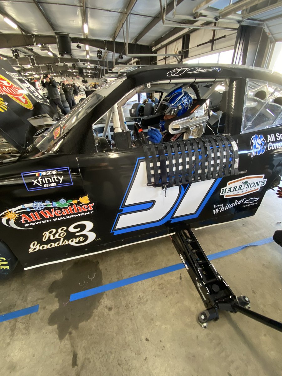 JCR_Clements51's tweet photo. @NASCAR_Xfinity 
#TestingTuesday currently happening @Rockingham1965.  @JClements51 says
“It’s Gripped Up &amp; Fast”  
#TeamJCR to put a fresh set of @GoodyearRacing 🛞🦅 &amp; keep chipping away at it 💪💪 &amp; get the @TeamChevy #51 dialed in over these last two @XfinityRacing sessions. https://t.co/tu0mVZ7i5G
