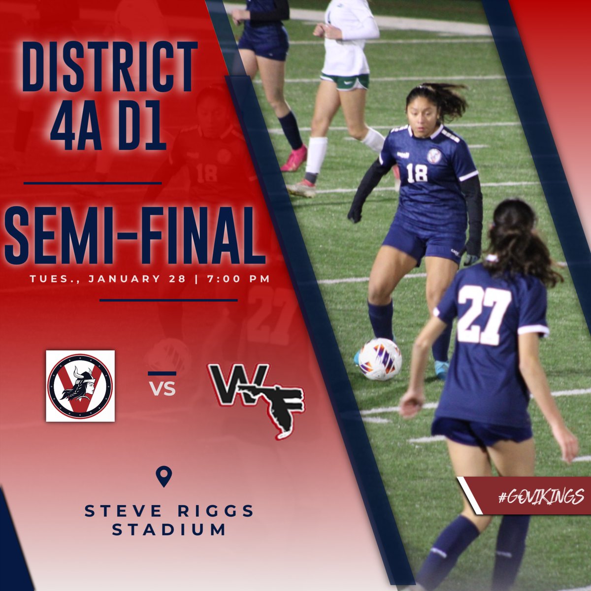 See you tonight @ 7 PM!! 

LADY VIKINGS TAKE ON WEST FLORIDA HIGH AT STEVE RIGGS STADIUM. 

Concessions available: Fried rice, pulled pork sandwiches, pulled pork tacos, nachos, hot coco and fountain drinks

Tickets on GoFan: gofan.co/event/3082126