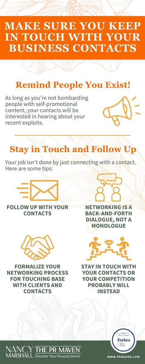 As we near the second month of 2025, now is a good time to reconnect with some contacts you haven’t touched base with since 2024. Keeping in touch is essential for staying top of mind. For even more tips, read Nancy's <a href="/Forbes_Agency/">Forbes Agency Council</a> column: forbes.com/councils/forbe…