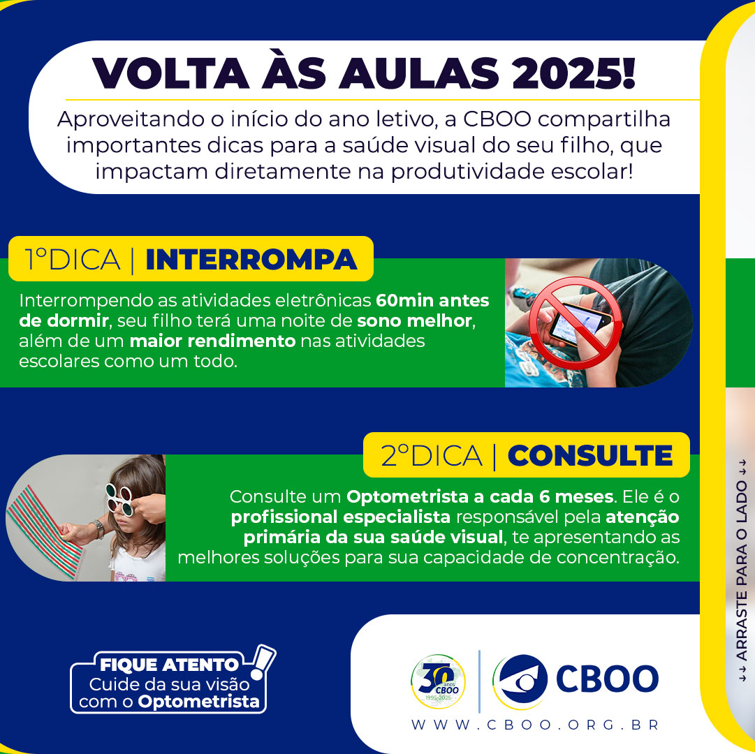 CBOOBrasil's tweet photo. Aproveitando o início do ano letivo, a CBOO compartilha importantes dicas para a saúde visual do seu filho, que
impactam diretamente na produtividade escolar!
Vamos dar uma conferida?

Fique atento! Cuide da sua visão com o Optometrista. https://t.co/sGuRsYqejn