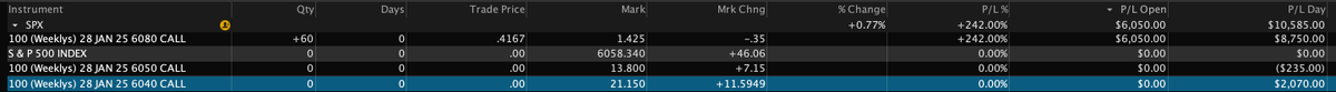 BOOM! 💥💥💥
Congrats Az! Way to use the levels, alerts, and pyramiding to bank make $10585 today. (as of our last  conversation).

Did you pyramid up again for the 2nd reload on $SPX 6070c?

#OptionsTrading 

join us to get alerts and learn how we traded the $SPX 6040, 6070, and