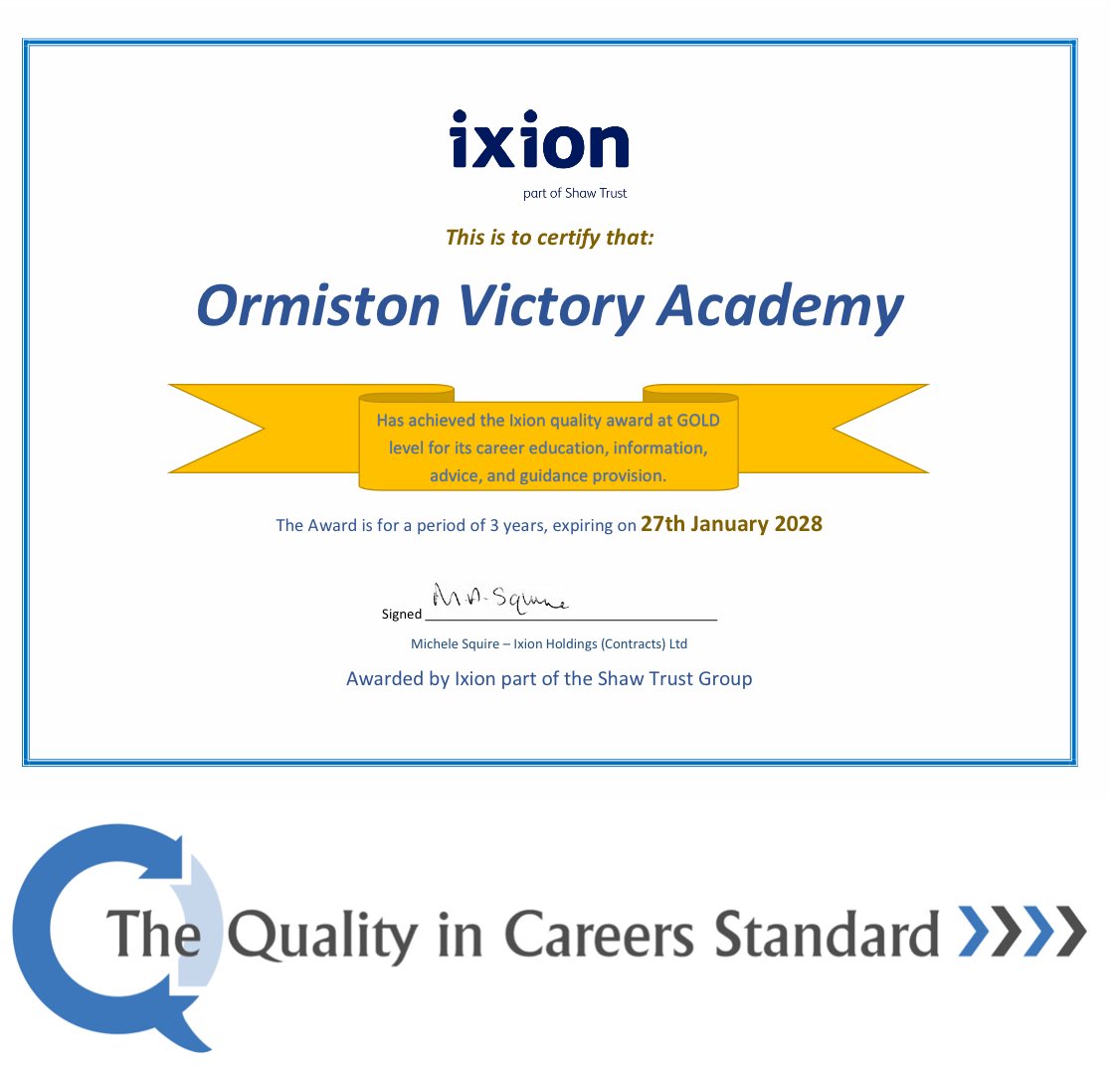 Careers @ Ormiston Victory Academy (@careersvictory) on Twitter photo We’re proud to share that <a href="/VictoryAcad/">Victory Academy</a> has been awarded the Quality in Careers Standard at GOLD level! 🏆✨ This celebrates our dedication to outstanding careers education and guidance. A huge thank you to everyone who made this possible! 🙌 <a href="/Ixionholdings/">Ixion (part of Shaw Trust)</a> <a href="/OrmistonAcads/">OrmistonAcads</a> We’re proud to share that <a href="/VictoryAcad/">Victory Academy</a> has been awarded the Quality in Careers Standard at GOLD level! 🏆✨ This celebrates our dedication to outstanding careers education and guidance. A huge thank you to everyone who made this possible! 🙌 <a href="/Ixionholdings/">Ixion (part of Shaw Trust)</a> <a href="/OrmistonAcads/">OrmistonAcads</a>