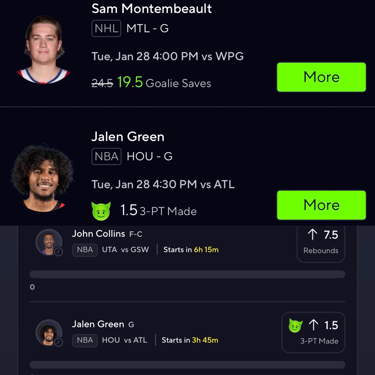 NotADocBets's tweet image. PrizePicks NHL taco pair 🌮 

Jalen green o1.5 3-Pt made
-92% hit rate w/out Jabari this year
-64% hit rate on the year in general
-80% hit rate vs ATL

Alternative pair:
-John Collins o7.5 Rebs 

#DocsLocks #NBA #NHL #PrizePicks #BettingTwitter #BettingX #sportsbets