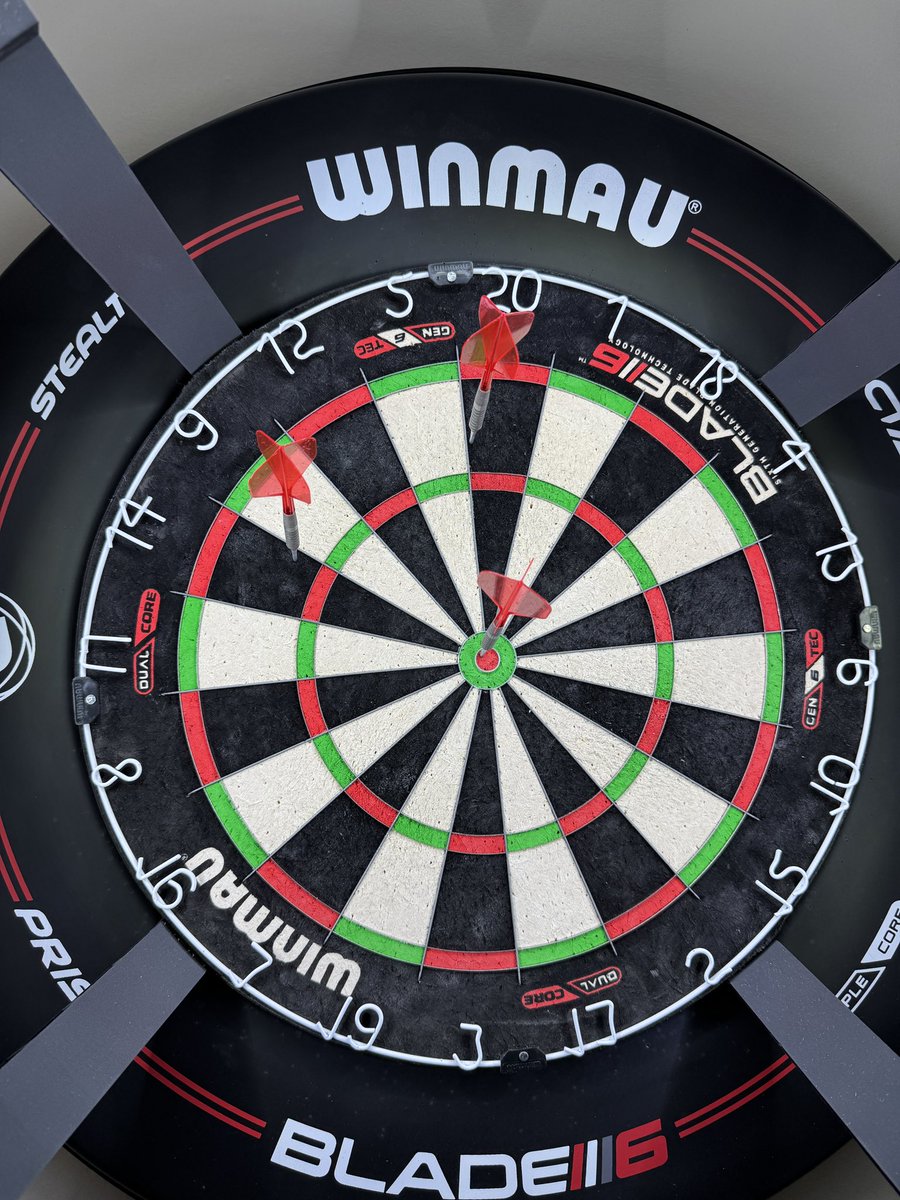 Very strange game in the <a href="/GDL180/">GDL - The home of online darts</a> league tonight. 3 legs took far too many darts to finish getting stuck on double 2 and then I hit a 112, 100 and 84 checkout on the bull 😂