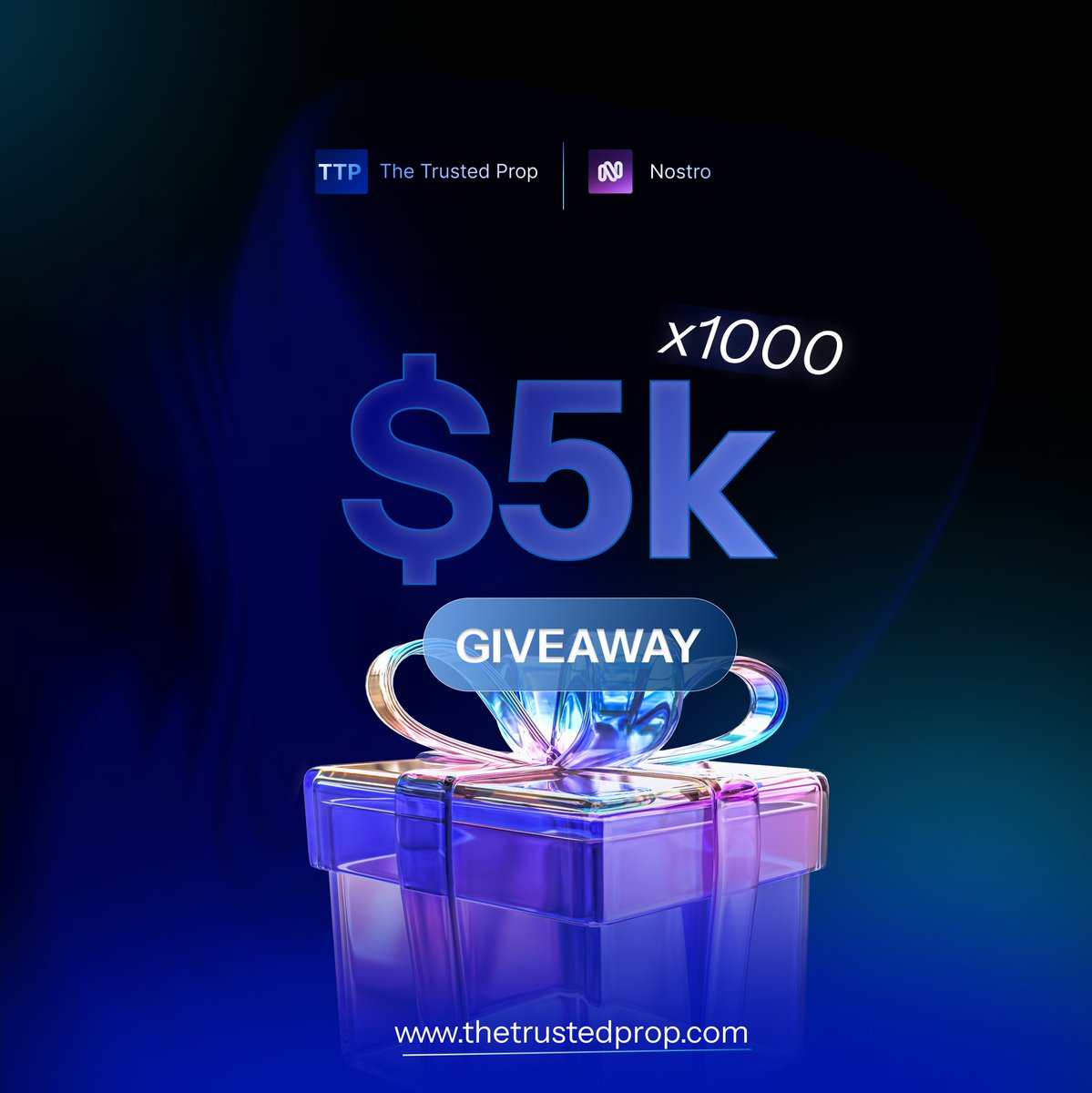 🎉 GIVEAWAY ALERT!                

We’re giving away 1000 x $5K accounts!                 

1. Follow <a href="/OfficialNostro/">Nostro</a> &amp; <a href="/TheTrustedProp/">TheTrustedProp</a>
2. Like Share &amp; Repost      
3. Tag 3 traders       
4. Complete Tasks here : nostro.thetrustedprop.com/?rpid=2&rpr=4