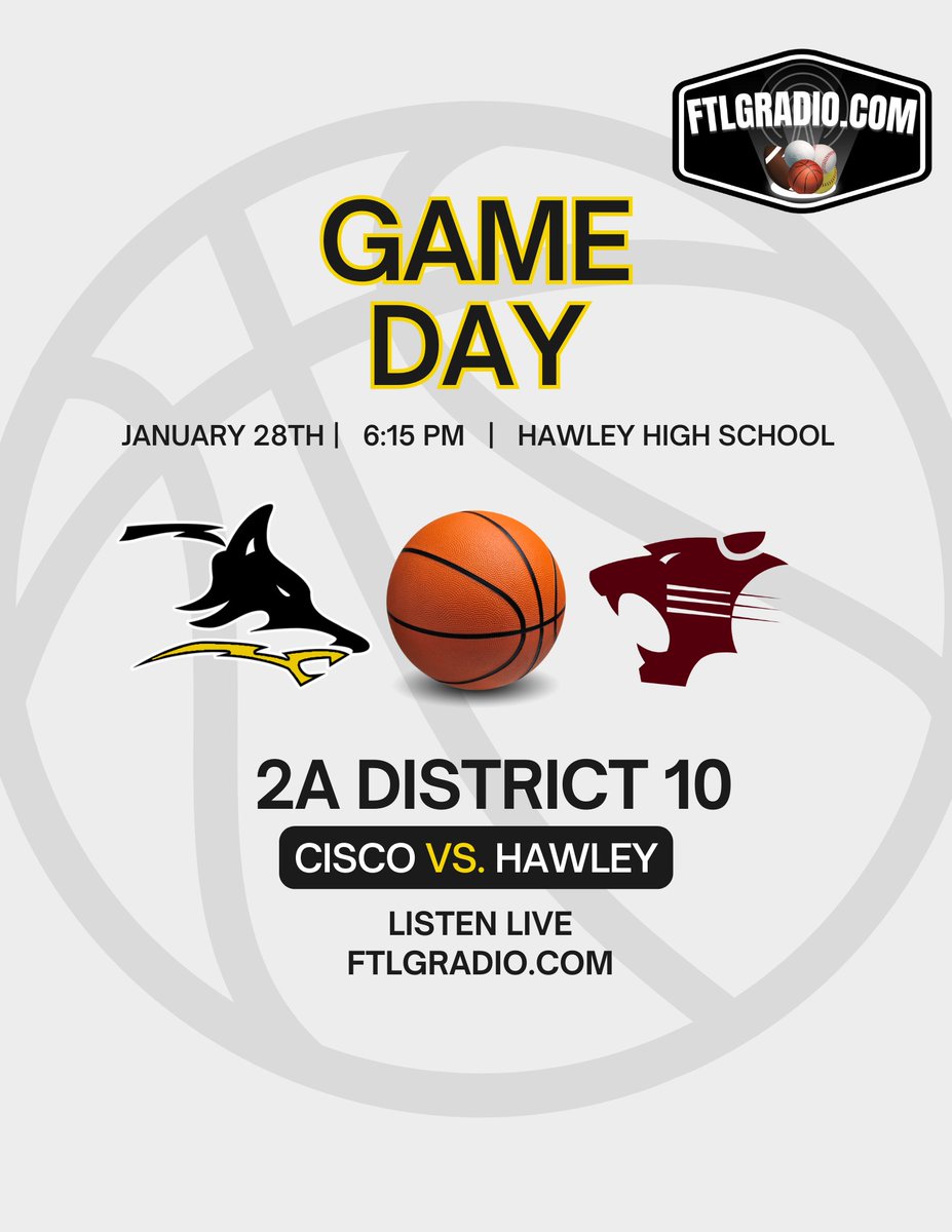 LoboesRadio's tweet image. 🏀GAMEDAY‼️🐺
🆚️ Hawley Lady Cats/Bearcats
🏟 Hawley High School
🕖 Pregame 6PM, Tipoff 6:15PM
📻 FTLGRADIO.COM
No Video
Two massive games on the girls and boys side!
@TXHSGBB @hoopinsider