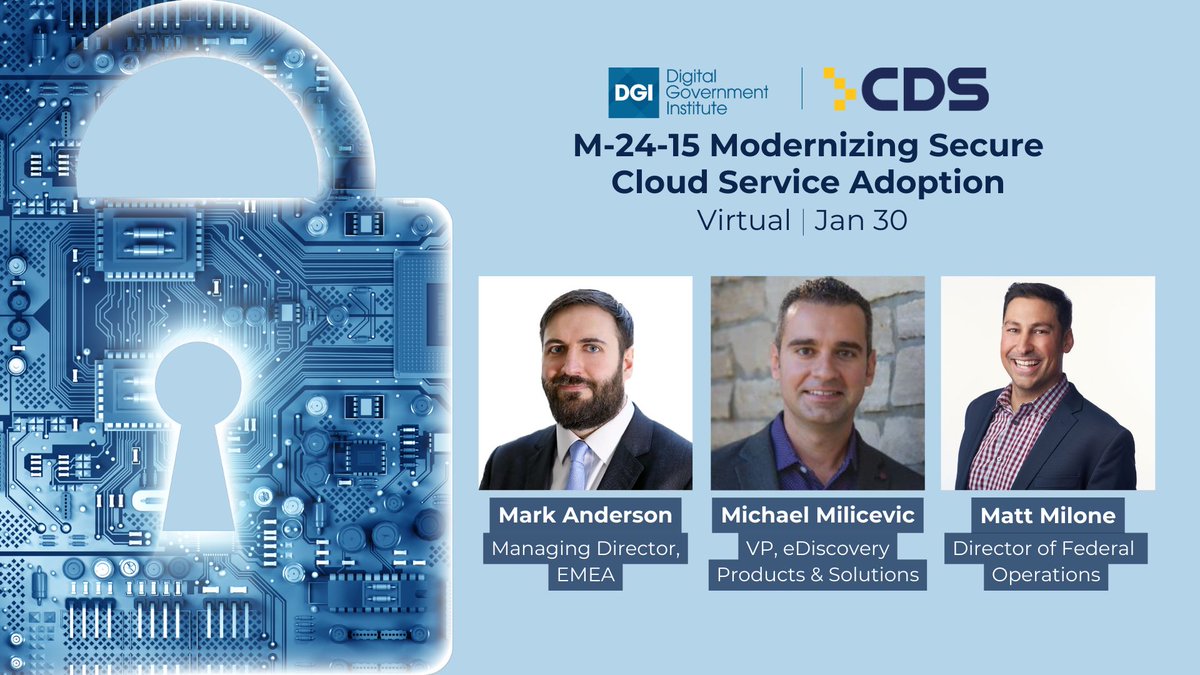 CDSLegal's tweet image. There’s still time to join over 400 public sector professionals already registered for the M-24-15 Modernizing Secure Cloud Service Adoption Workshop! Don't miss your chance to hear more about #CDSConvert this Thursday: digitalgovernment.com/events/m-24-15…

#DGI #FedRAMP #Workshop