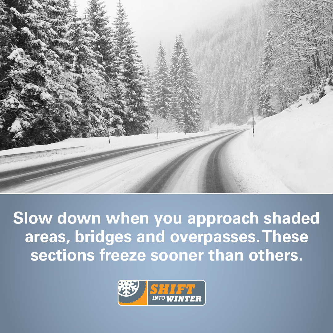 Bridges, overpasses, and shaded roadways freeze quicker than other roadways in cold weather. Slow down in winter conditions. Find more winter driving safety tips here: roadsafetyatwork.ca/resource/tool-…. #ShiftIntoWinter