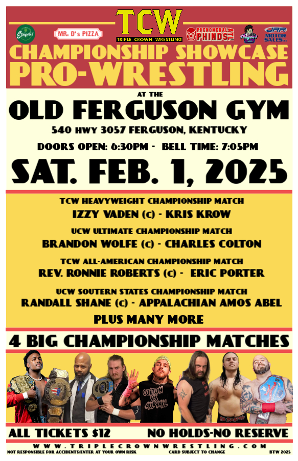 The_TripleCrown's tweet photo. 👑👑👑SATURDAY👑👑👑
Join TCW this Saturday for a big night of live professional wrestling action the way it should be as we present our Championship Showcase with 4 big title matches and much more. Tickets will be available at the door! You do not want to miss this!!! https://t.co/eF59hR8d8C