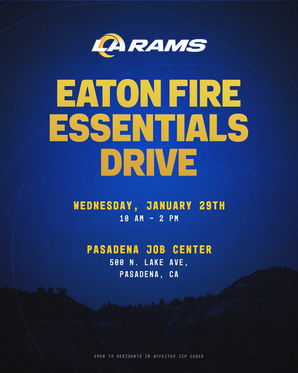 Continuing to come together. 💙

For those impacted by the fires &amp; in evacuated zip codes, please join us tomorrow from 10 AM - 2 PM at the Pasadena Job Center for apparel, shoes, grocery gifts cards, food, pet supplies and more, while supplies last. #LATogether