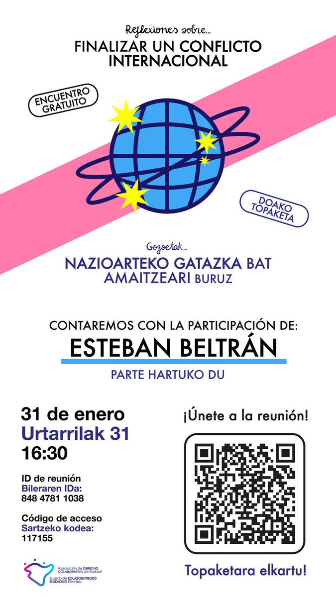 Este viernes retomamos nuestro espacio on line donde os esperamos para compartir reflexiones con Esteban Beltrán, Director de Amnistía Internacional de España sobre el fin de los conflictos internacionales