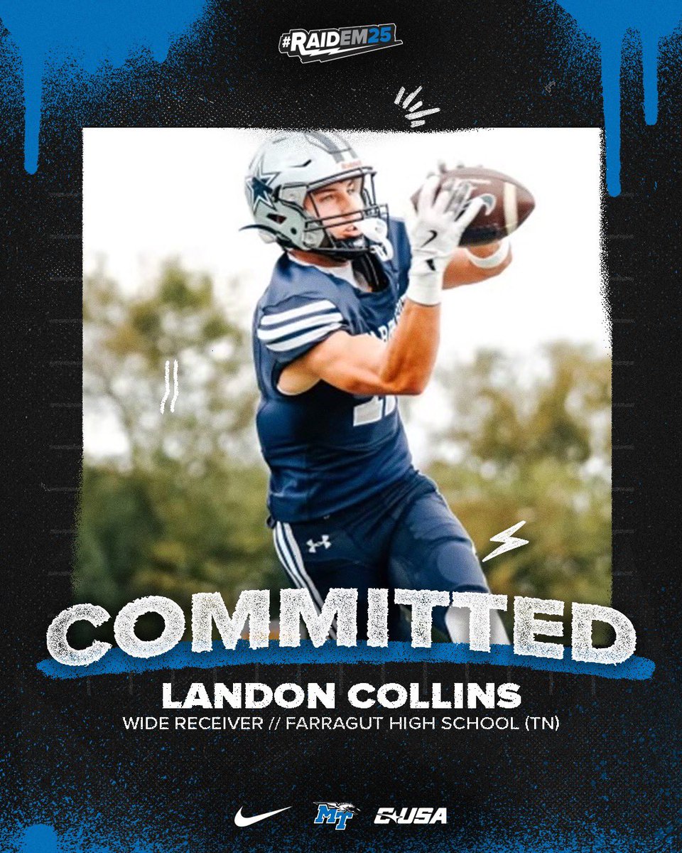 Landon collins (@landoncollins_) on Twitter photo Blessed to announce my commitment to Middle Tennessee State University! Thank you God! <a href="/MT_FB/">Middle Tennessee Football</a> <a href="/CoachDerekMason/">Derek Mason</a> <a href="/CoachCwill/">Cornelius Williams</a> <a href="/C_CrowleyMT/">Coley Crowley</a> <a href="/FarragutFB/">Farragut Football</a> <a href="/G_COURT6/">Geoff Courtney</a> <a href="/coachmilan3/">Brian Milan</a> <a href="/CoachMarcG/">Marc Giles</a> <a href="/CSmithScout/">Chris Smith</a> <a href="/5StarPreps/">5Star Preps</a> <a href="/PennySmith_/">Smith</a> Blessed to announce my commitment to Middle Tennessee State University! Thank you God! <a href="/MT_FB/">Middle Tennessee Football</a> <a href="/CoachDerekMason/">Derek Mason</a> <a href="/CoachCwill/">Cornelius Williams</a> <a href="/C_CrowleyMT/">Coley Crowley</a> <a href="/FarragutFB/">Farragut Football</a> <a href="/G_COURT6/">Geoff Courtney</a> <a href="/coachmilan3/">Brian Milan</a> <a href="/CoachMarcG/">Marc Giles</a> <a href="/CSmithScout/">Chris Smith</a> <a href="/5StarPreps/">5Star Preps</a> <a href="/PennySmith_/">Smith</a>