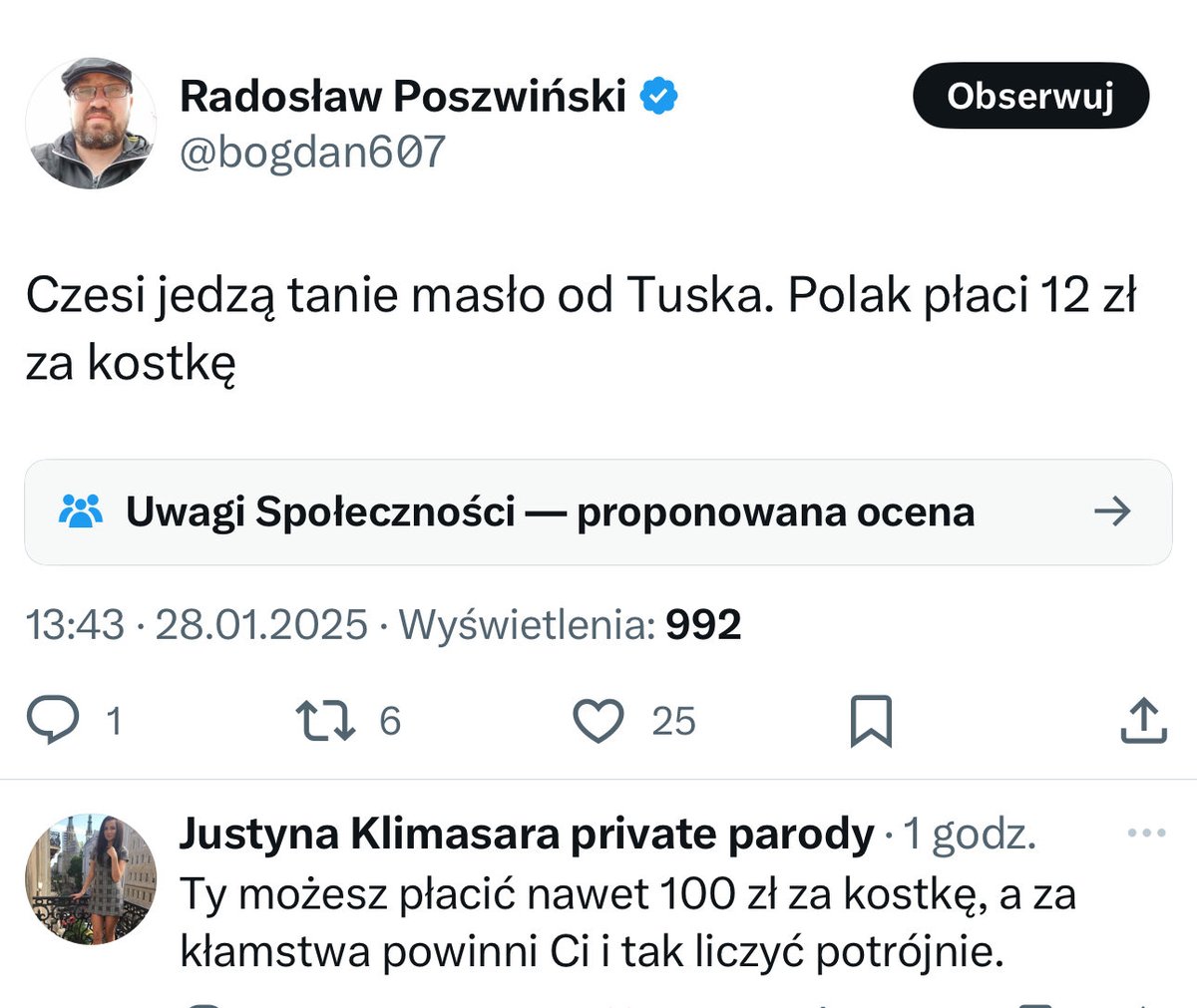 pawelekg's tweet image. Pomóżcie dojechać oszusta. Poszwiński to notoryczny kłamca. #CommunityNotes Please help expose a fake information and lies spreader, notorious lier. There is a community note added to his post correcting his false information. #factcheck #debunking #fakenews Link in comment.