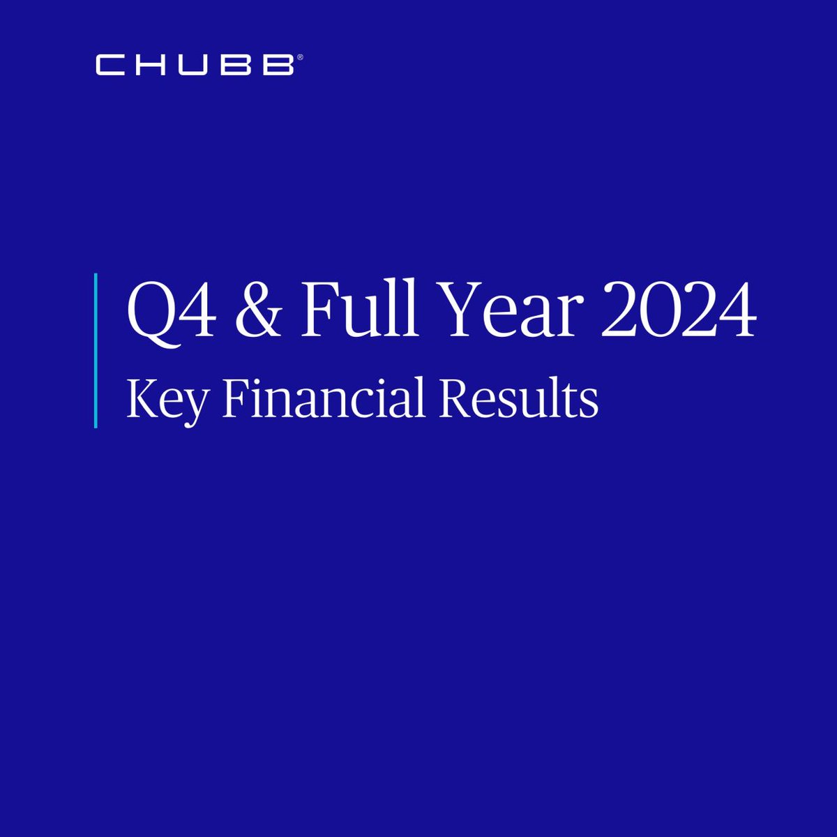 Chubb Limited (NYSE: CB) today reported Fourth Quarter and Full Year 2024 Earnings. 

Read the full announcement: news.chubb.com/2025-01-28-Chu…