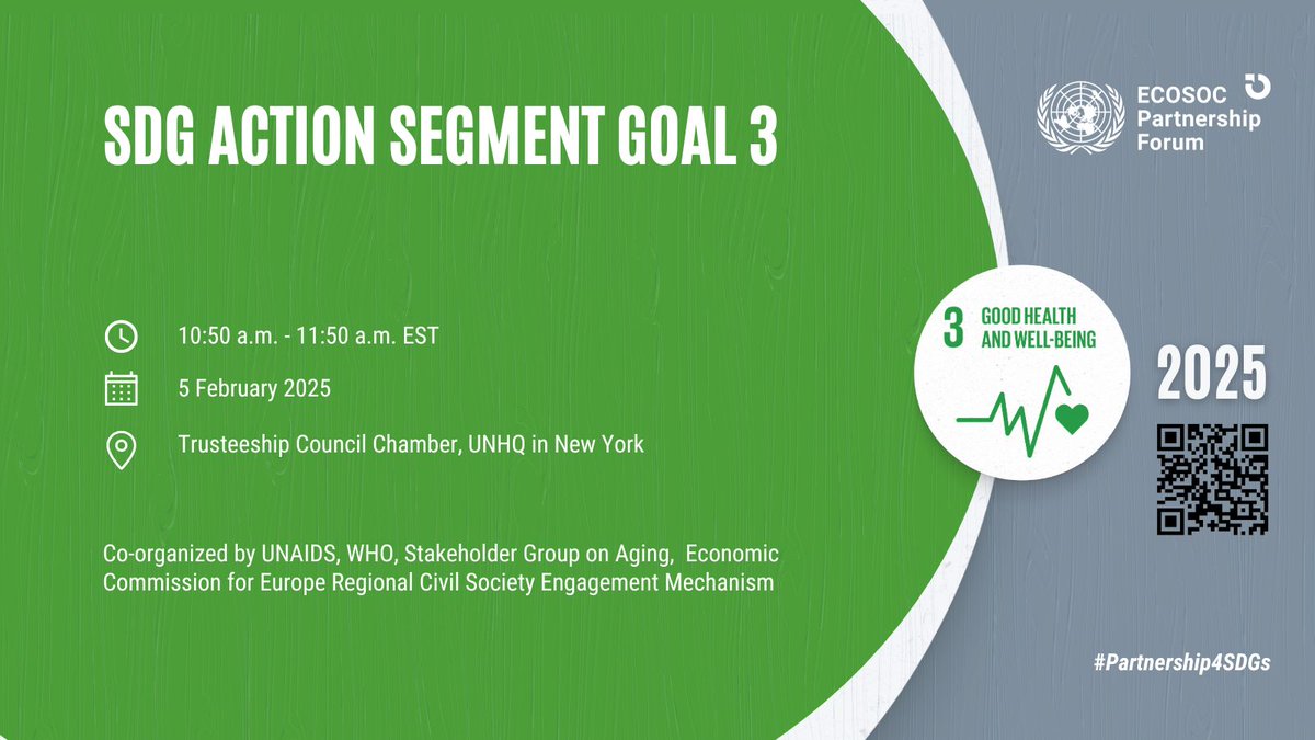SustDev's tweet image. 🌍 #SDGAction Segment for #SDG3 on Good Health &amp;amp; Well-Being

Join us at the #2025ECOSOCPartnershipForum to discuss transformative solutions for healthier, more resilient communities worldwide.

More info: sdgs.un.org/2025ECOSOCPart…
@‌UNECOSOC @UNDESA