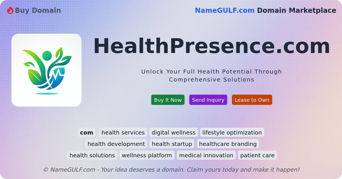 namegulf's tweet image. 🔥 Listing: HealthPresence.com on @namegulf

✨ Unlock Your Full Health Potential Through Comprehensive Solutions

👉 namegulf.com/buy-domain/hea…

#healthservices #digitalwellness #lifestyleoptimization #healthdevelopment #healthstartup