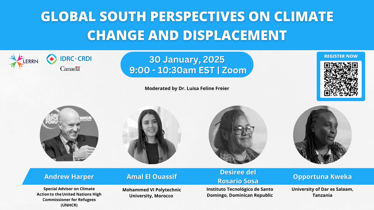 Cátedra de Migraciones - Universidad del Pacifico (@migracionesup) on Twitter photo Can local knowledge from the Global South help improve our policy responses to climate displacement? Don’t miss this webinar organized by <a href="/Lerrning/">LERRN</a> and <a href="/IDRC_CRDI/">IDRC | CRDI</a>, moderated by our Director of Research, <a href="/FelineFreier/">Feline Freier</a>.
🔗carleton.ca/lerrn/cu-event… Can local knowledge from the Global South help improve our policy responses to climate displacement? Don’t miss this webinar organized by <a href="/Lerrning/">LERRN</a> and <a href="/IDRC_CRDI/">IDRC | CRDI</a>, moderated by our Director of Research, <a href="/FelineFreier/">Feline Freier</a>.
🔗carleton.ca/lerrn/cu-event…