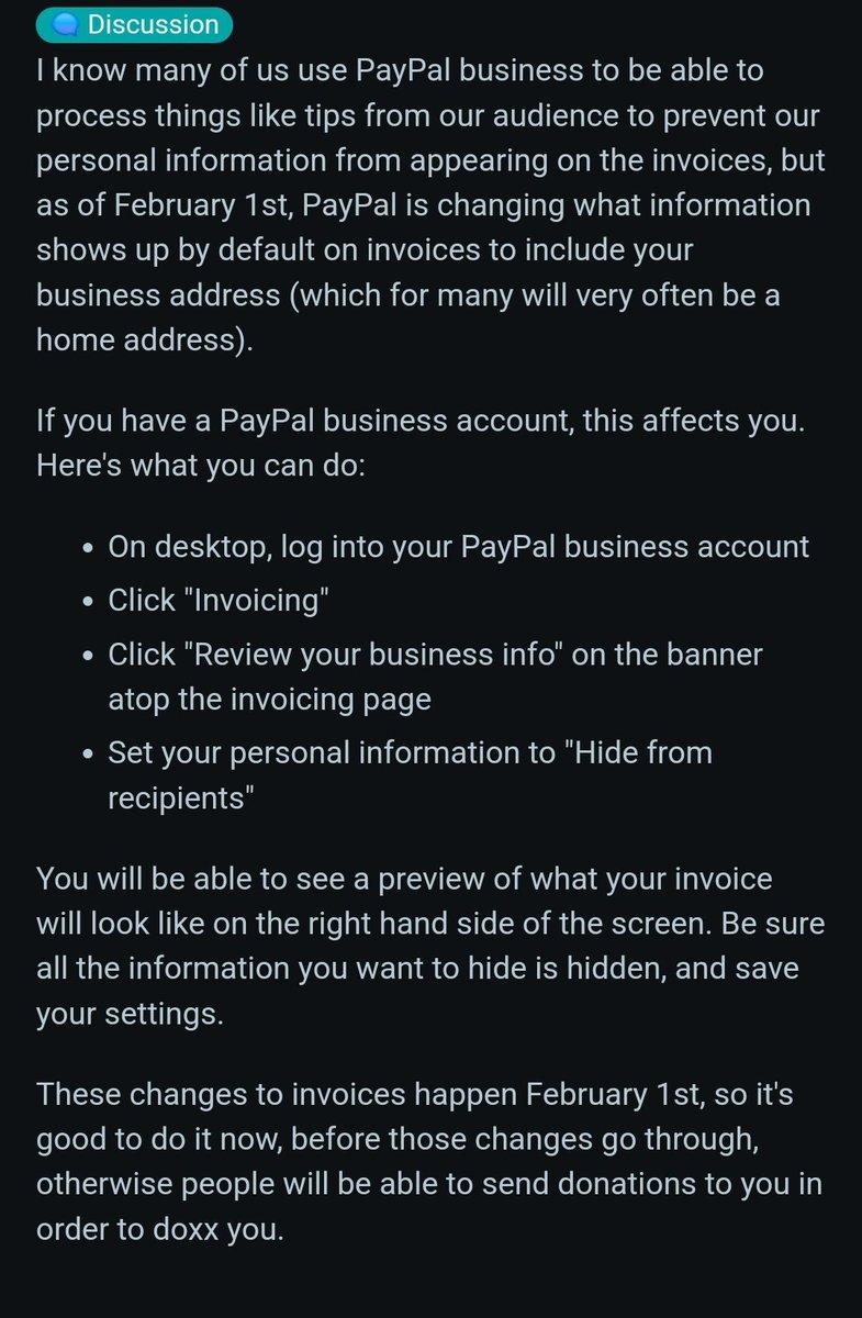 Streamers! Your personal info is at risk with <a href="/PayPal/">PayPal</a> changes on Feb 3rd. Do this below. Thanks <a href="/TheToastFPS/">ToastFPS</a> and <a href="/WillyWonka2197/">Willy Wonka</a> for info.