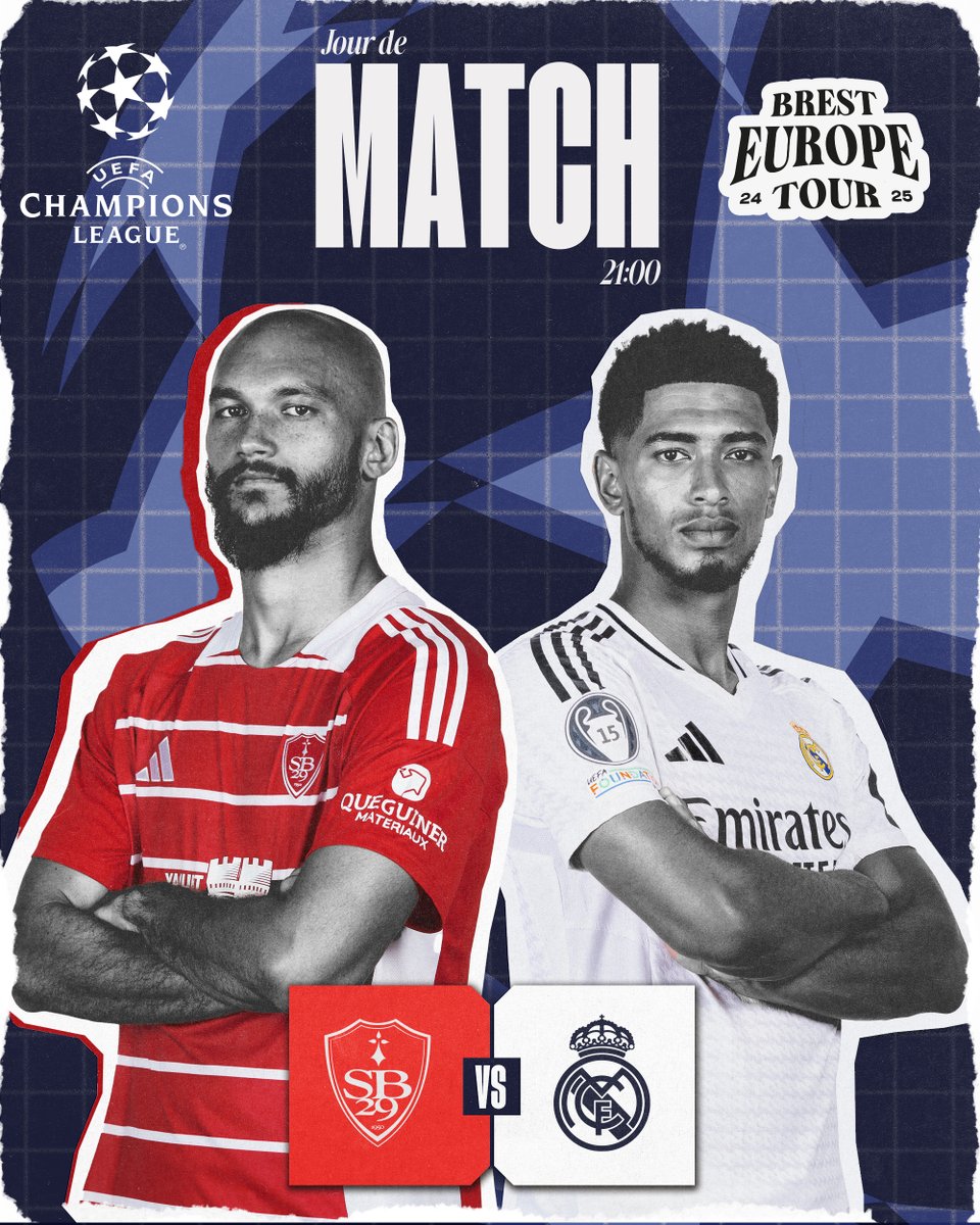 🏆 𝐉𝐎𝐔𝐑 𝐃𝐄 𝐋𝐈𝐆𝐔𝐄 𝐃𝐄𝐒 𝐂𝐇𝐀𝐌𝐏𝐈𝐎𝐍𝐒 ! 
🆚 𝗥𝗲𝗮𝗹 𝗠𝗮𝗱𝗿𝗶𝗱 𝗖𝗙 
⌚ 21h 
🏟️ Stade de Roudourou
📱 #SB29REAL 
#IciCestBrest 🔴⚪ #TonnerredeBrest ⚡