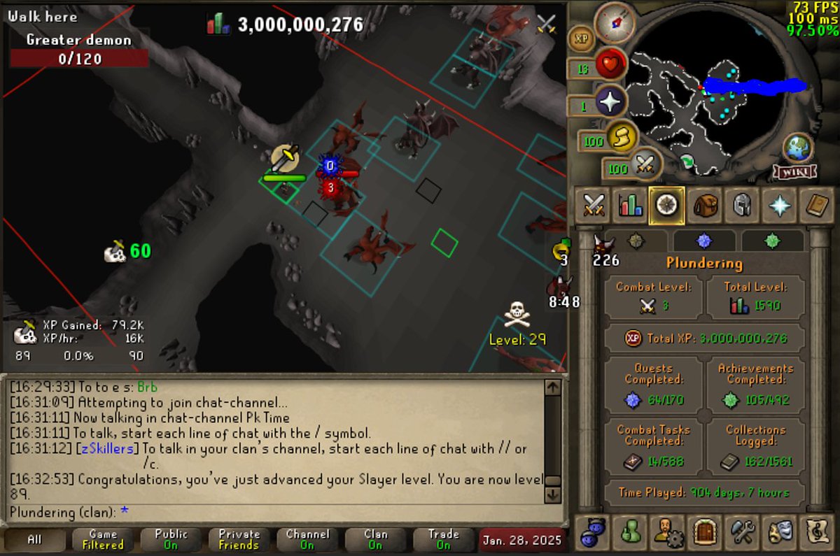 89 Slayer and 3 Billion Total XP on the Level 3
