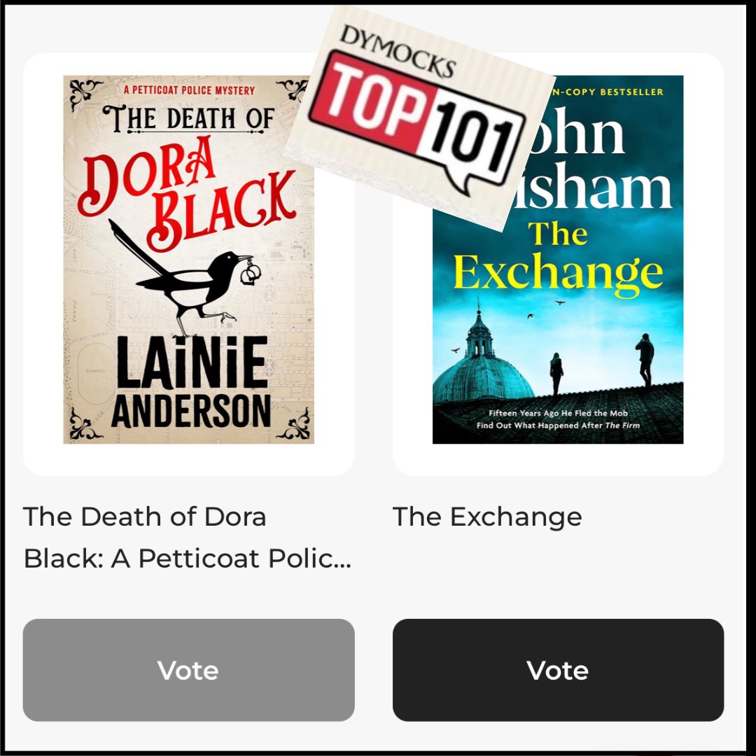 Lainie Anderson (@anderson_lainie) on Twitter photo If you loved The Death of Dora Black, please vote in the <a href="/Dymocksbooks/">@dymocksbooks</a> 2025 Top 101. Go to dymocks.com.au and follow the link, select up to 10 books and press submit to be in the running to win one of five $101 gift vouchers. Dora Black is under “crime”. <a href="/HachetteAus/">Hachette Australia Books</a> If you loved The Death of Dora Black, please vote in the <a href="/Dymocksbooks/">@dymocksbooks</a> 2025 Top 101. Go to dymocks.com.au and follow the link, select up to 10 books and press submit to be in the running to win one of five $101 gift vouchers. Dora Black is under “crime”. <a href="/HachetteAus/">Hachette Australia Books</a>