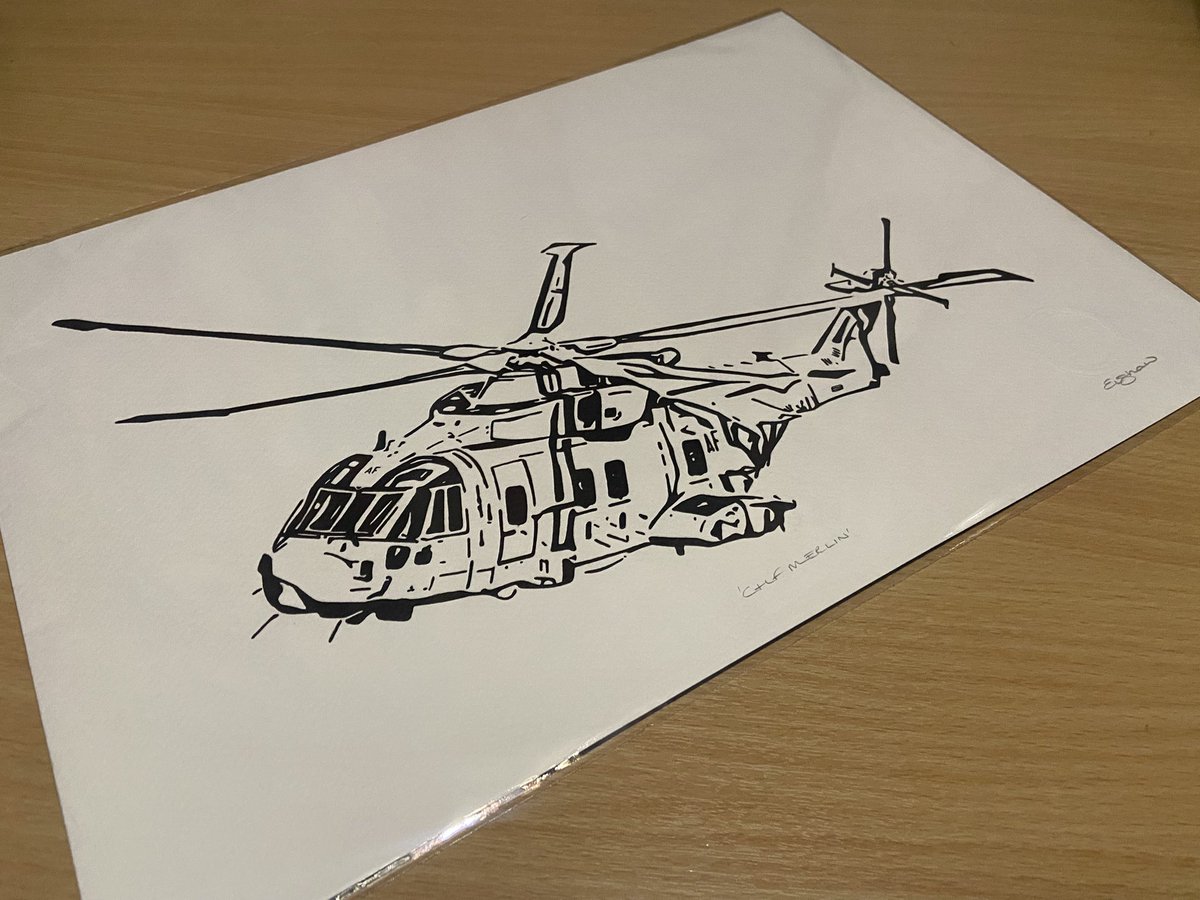 #MerlinMonday purposefully delayed because look what arrived in the post today from <a href="/indigozuluink/">Indigo Zulu Ink</a> 

The quality of this artwork is superb! 

#AW101 #EH101 #Merlin #MerlinHelicopter