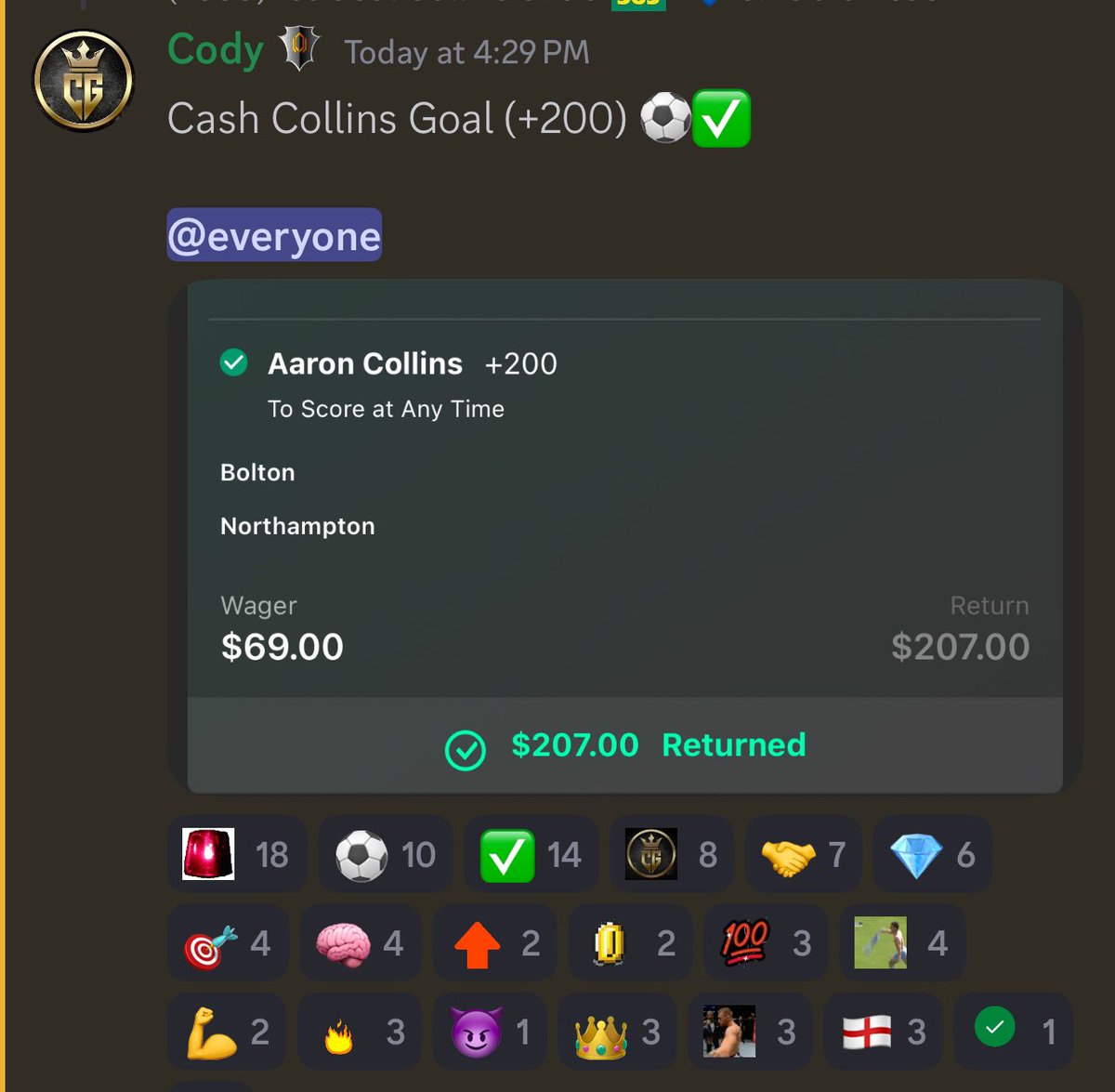 Aaron Collins Goal (+200) ⚽️✅

📱🔗 marcusbeau.com