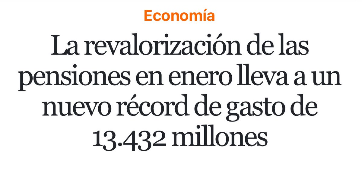 mariadelamiel's tweet photo. Se dice pronto pero España destina uno de cada dos € de sus PGE en vigor al pago de pensiones (42%) y de intereses de deuda (7 %).

El gasto en pensiones supera el doble del gasto destinado a Justicia, Interior, Educación,Trabajo, Sanidad, Ciencia, Defensa,
Exteriores y Transporte juntos. 

E ignora el pacto intergeneracional con los jóvenes, ahondando en su precariedad salarial con sueldos medios que han crecido tres veces menos que las pensiones en la última década . 

Una situación insostenible que ni es progresista ni es social, pero que nadie critica porque son los pensionistas los que deciden gobiernos.