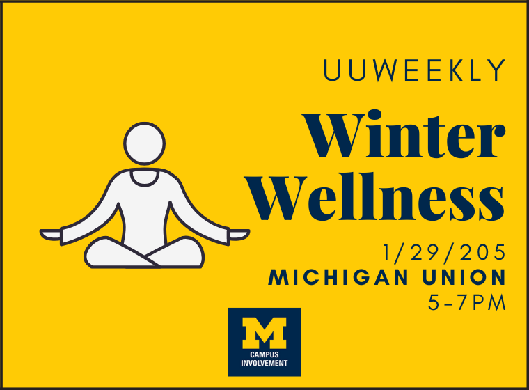 Kick off the semester with creativity and calm at UUWeekly Winter Wellness! 🎨✨ Join us on Wednesday, January 29, 2025, from 5 to 7 PM at the Michigan Union for tote bag painting, jewelry-making, snacks, and more! We can't wait to see you there!