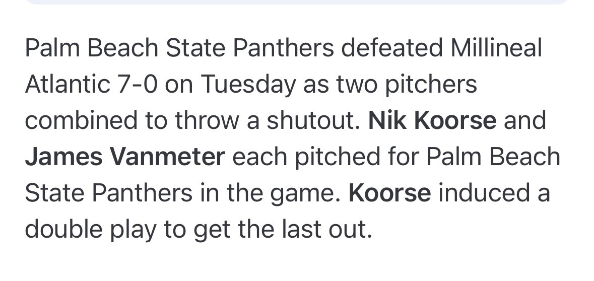 Unfortunately no video from today’s outing but I am super happy to record my first collegiate win!! Big shoutout to <a href="/BrianMPerez14/">Brian M Perez</a> behind the plate today, kept everything in front and called a great game, good win today I’m looking forward to many more! 

Final state line: 6ip,