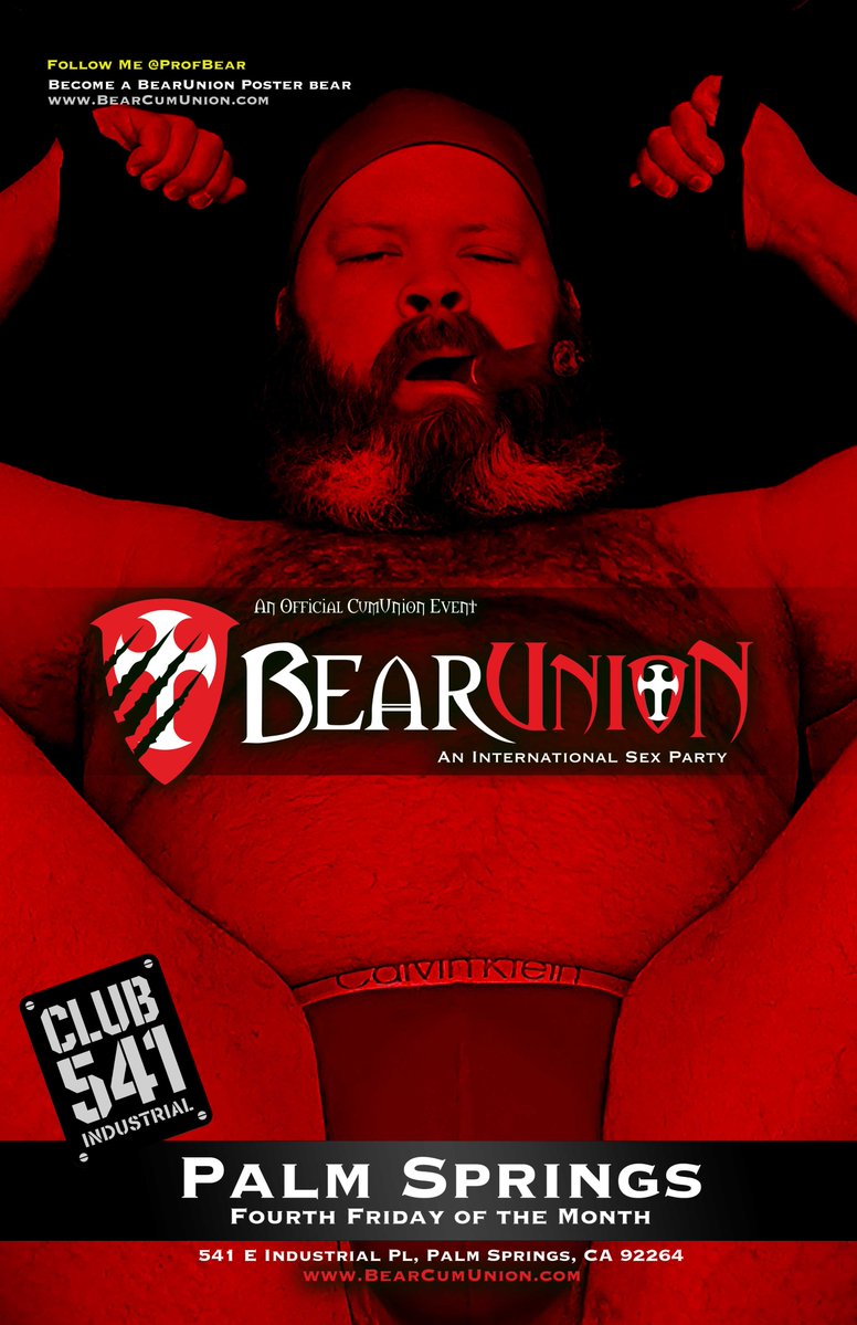 TONIGHT! Palm Springs!
@Club541PS 8p - 4a!
bearcumunion.com/palmsprings
And find our OG BearUnion model <a href="/ProfBear_Alt/">ProfBear's Art</a> now on BSKY! 😘
