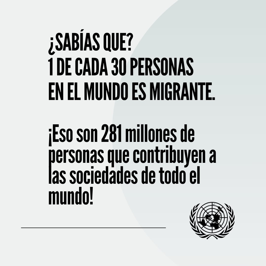 ¿Sabías que 1 de cada 30 personas en el mundo es migrante?

Los migrantes aportan habilidades, resiliencia y diversidad que enriquecen. Sigamos defendiendo sus derechos y promoviendo su inclusión.

Comparte 🔁 para reducir el estigma contra las personas migrantes.