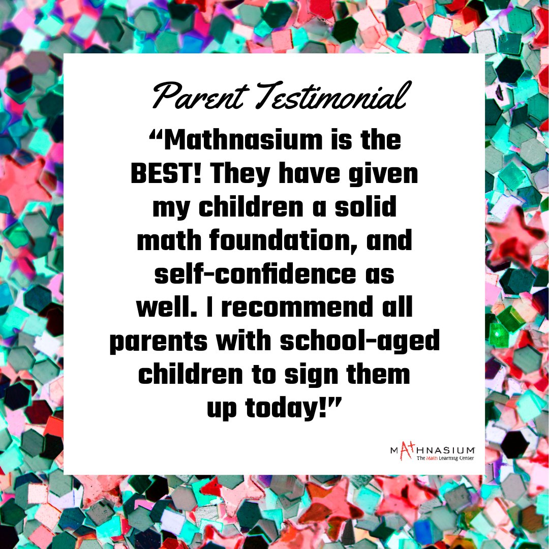 A recent parent testimonial.🤩🤩🤩

At Mathnasium, we help students catch up, keep up, or get ahead in math.

Contact us for your child’s FREE trial session: mathnasium.com 

#testimonial #parenttestimonial #goals #mathtutoring