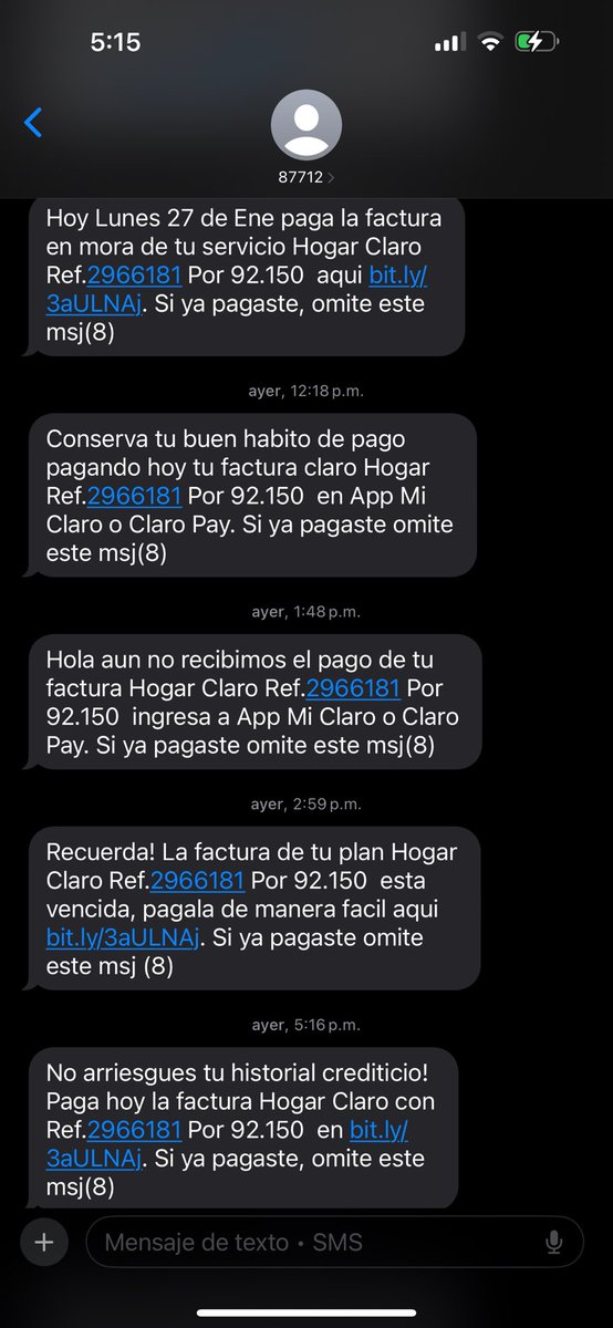 HennyMarquez's tweet photo. Me fui de viaje 4 días , olvidé pagar la factura de @ClaroColombia y me han cobrado y amenazado con reportarme en centrales de riesgo más de 40 veces el día de hoy. Acosadores respeten y ubíquense, hoy cancelo los 4 servicios que tengo con ustedes. https://t.co/SojWHBcxjQ