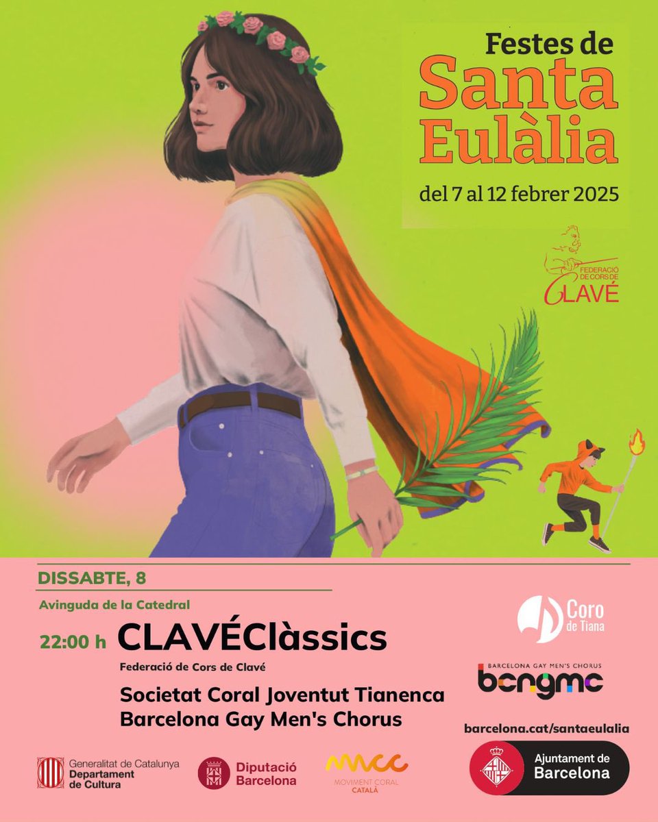 🔴 Concert #CLAVÉclàssics a les Festes de #SantaEulalia 🌾a #Barcelona. 

🎵 Amb <a href="/CoroTiana/">Coro Tiana</a> i <a href="/barcelonagmc/">Barcelona Gay Men's Chorus</a>.

📆🕙 8 de febrer a les 22.00h 

📍Avinguda de la Catedral

#SomCorsClavé <a href="/MoviCoralCat/">Moviment Coral Català</a> <a href="/bcncultura/">Barcelona Cultura</a> <a href="/Cultupopularbcn/">Cultura Popular Barcelona</a> <a href="/EnsAssoc/">Ens de l'Associacionisme Cultural Català</a> <a href="/Adifolk_oficial/">Adifolk</a>