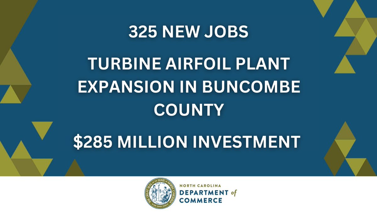 NCCommerce's tweet image. NEWS: @prattandwhitney will expand its turbine airfoil manufacturing plant in #BuncombeCounty, creating 325 new jobs and investing $285M in Asheville. 

More: tinyurl.com/mr2ukwst

#ecodev #NCjobs